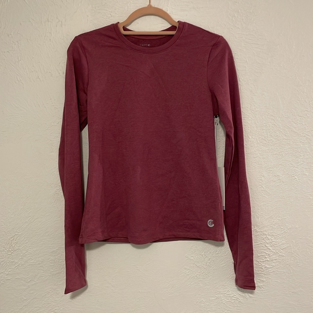 NWT Johnny Was Calme Ease Space Dye Long Sleeve Thumb Hole Tee Dusty Berry